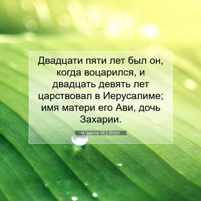 Picture 07 - 4 Царств 18:2 RUSV - Двадцати пяти лет был он, - Bible Verse Picture