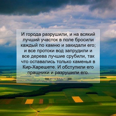 Picture 07 - 4 Царств 3:25 RUSV - И города разрушили, и на - Bible Verse Picture