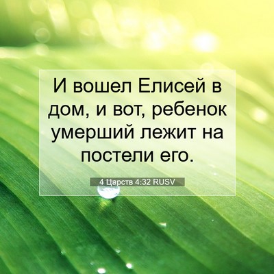 Picture 07 - 4 Царств 4:32 RUSV - И вошел Елисей в дом, и вот, - Bible Verse Picture
