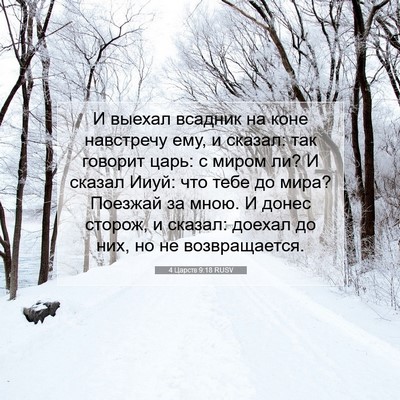 Picture 07 - 4 Царств 9:18 RUSV - И выехал всадник на коне - Bible Verse Picture