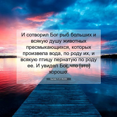 Picture 07 - Бытие 1:21 RUSV - И сотворил Бог рыб больших - Bible Verse Picture