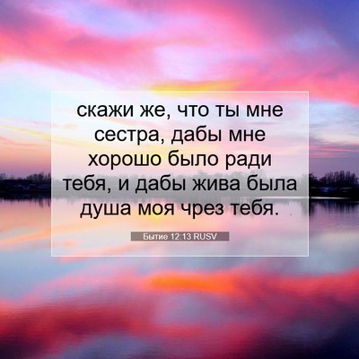 Picture 07 - Бытие 12:13 RUSV - скажи же, что ты мне сестра, - Bible Verse Picture
