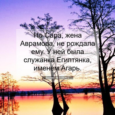 Picture 07 - Бытие 16:1 RUSV - Но Сара, жена Аврамова, не - Bible Verse Picture