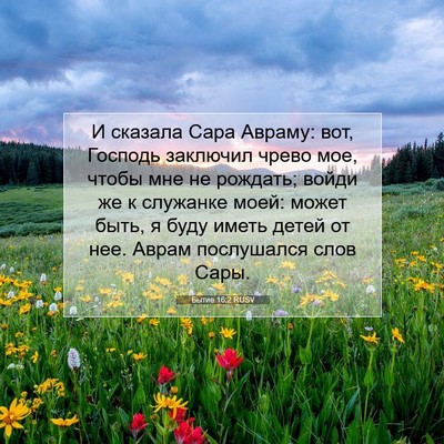 Picture 07 - Бытие 16:2 RUSV - И сказала Сара Авраму: вот, - Bible Verse Picture