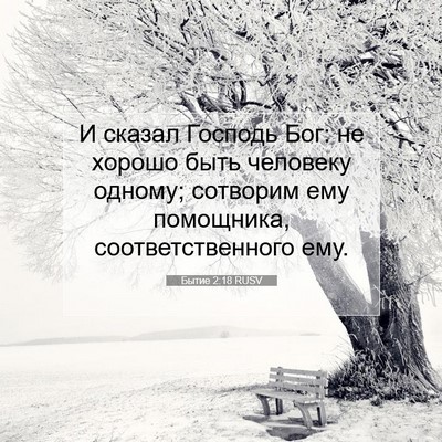 Picture 07 - Бытие 2:18 RUSV - И сказал Господь Бог: не - Bible Verse Picture
