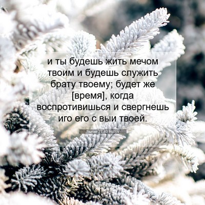 Picture 07 - Бытие 27:40 RUSV - и ты будешь жить мечом - Bible Verse Picture