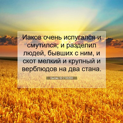 Picture 07 - Бытие 32:7 RUSV - Иаков очень испугался и - Bible Verse Picture