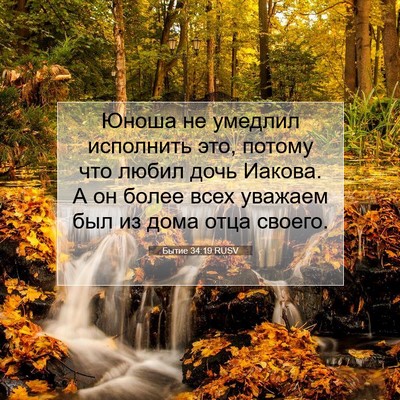 Picture 07 - Бытие 34:19 RUSV - Юноша не умедлил исполнить - Bible Verse Picture
