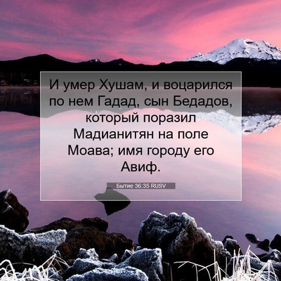Picture 07 - Бытие 36:35 RUSV - И умер Хушам, и воцарился - Bible Verse Picture