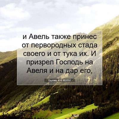 Picture 07 - Бытие 4:4 RUSV - и Авель также принес от - Bible Verse Picture