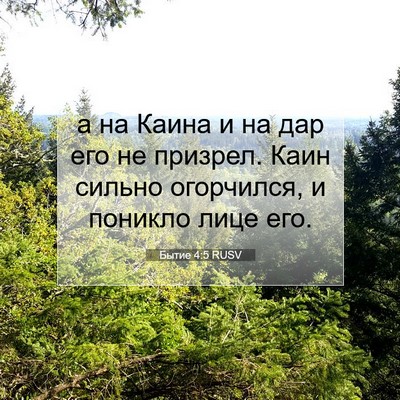 Picture 07 - Бытие 4:5 RUSV - а на Каина и на дар его не - Bible Verse Picture