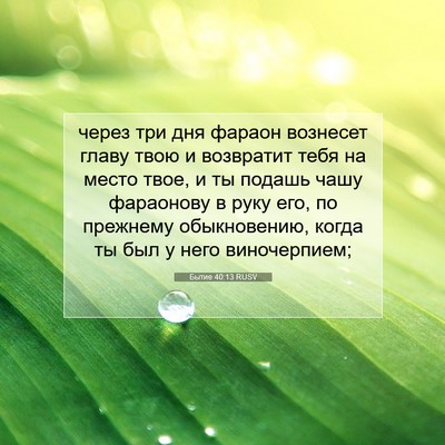 Picture 07 - Бытие 40:13 RUSV - через три дня фараон - Bible Verse Picture