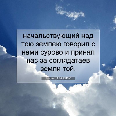 Picture 07 - Бытие 42:30 RUSV - начальствующий над тою - Bible Verse Picture