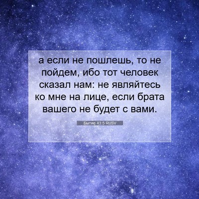 Picture 07 - Бытие 43:5 RUSV - а если не пошлешь, то не - Bible Verse Picture