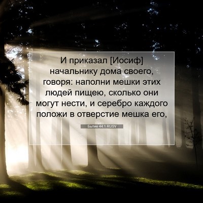 Picture 07 - Бытие 44:1 RUSV - И приказал [Иосиф] - Bible Verse Picture