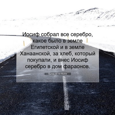 Picture 07 - Бытие 47:14 RUSV - Иосиф собрал все серебро, - Bible Verse Picture