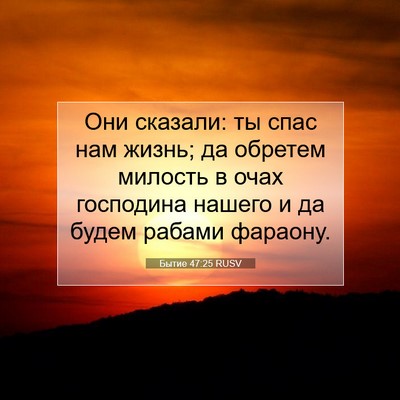 Picture 07 - Бытие 47:25 RUSV - Они сказали: ты спас нам - Bible Verse Picture