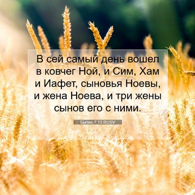 Picture 07 - Бытие 7:13 RUSV - В сей самый день вошел в - Bible Verse Picture