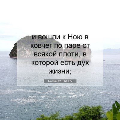 Picture 07 - Бытие 7:15 RUSV - и вошли к Ною в ковчег по - Bible Verse Picture