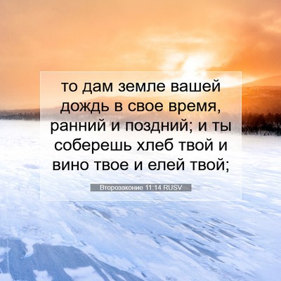 Picture 07 - Второзаконие 11:14 RUSV - то дам земле вашей дождь в - Bible Verse Picture