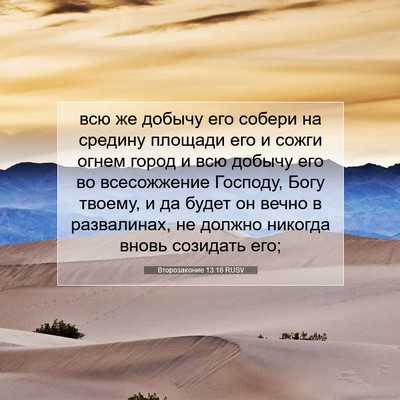 Picture 07 - Второзаконие 13:16 RUSV - всю же добычу его собери на - Bible Verse Picture
