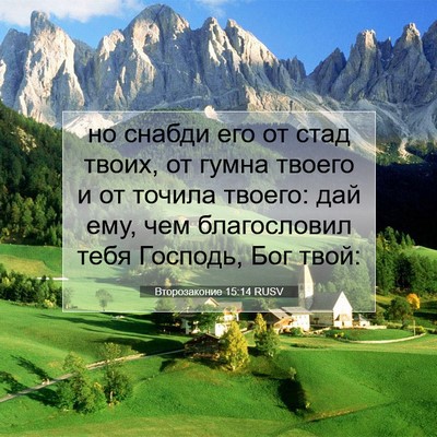 Picture 07 - Второзаконие 15:14 RUSV - но снабди его от стад - Bible Verse Picture