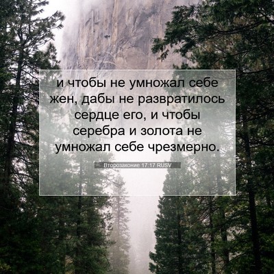 Picture 07 - Второзаконие 17:17 RUSV - и чтобы не умножал себе - Bible Verse Picture