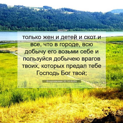 Picture 07 - Второзаконие 20:14 RUSV - только жен и детей и скот и - Bible Verse Picture