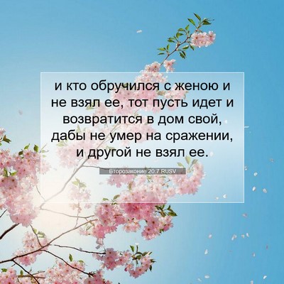 Picture 07 - Второзаконие 20:7 RUSV - и кто обручился с женою и - Bible Verse Picture