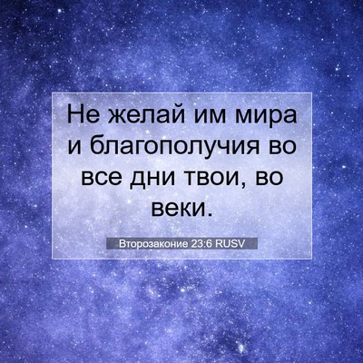 Picture 07 - Второзаконие 23:6 RUSV - Не желай им мира и - Bible Verse Picture