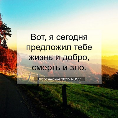 Picture 07 - Второзаконие 30:15 RUSV - Вот, я сегодня предложил - Bible Verse Picture