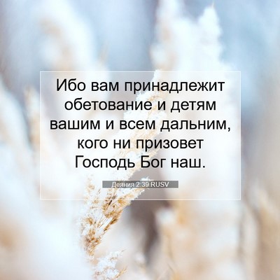Picture 07 - Деяния 2:39 RUSV - Ибо вам принадлежит - Bible Verse Picture