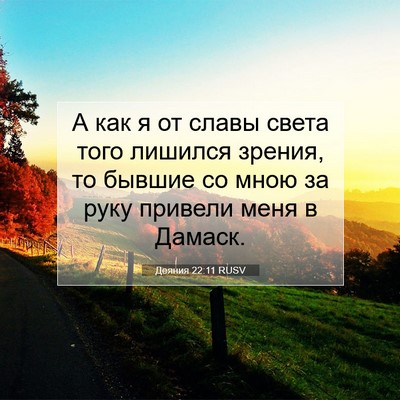 Picture 07 - Деяния 22:11 RUSV - А как я от славы света того - Bible Verse Picture