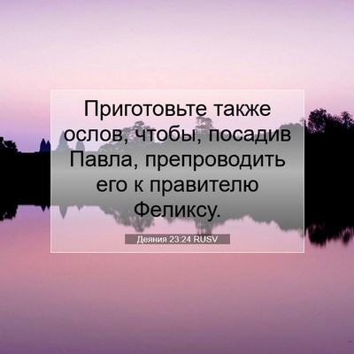 Picture 07 - Деяния 23:24 RUSV - Приготовьте также ослов, - Bible Verse Picture
