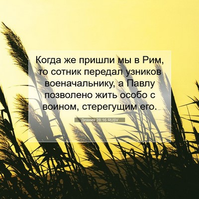 Picture 07 - Деяния 28:16 RUSV - Когда же пришли мы в Рим, то - Bible Verse Picture