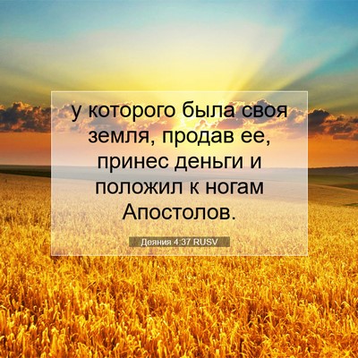 Picture 07 - Деяния 4:37 RUSV - у которого была своя земля, - Bible Verse Picture