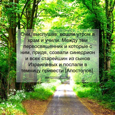 Picture 07 - Деяния 5:21 RUSV - Они, выслушав, вошли утром - Bible Verse Picture
