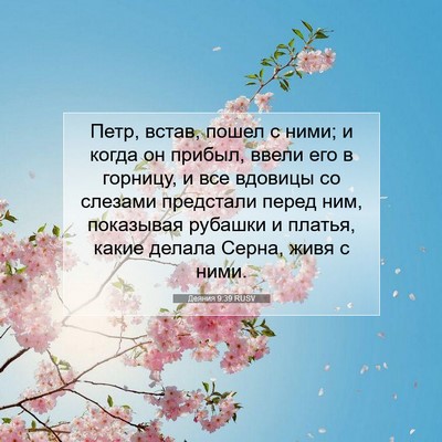 Picture 07 - Деяния 9:39 RUSV - Петр, встав, пошел с ними; и - Bible Verse Picture