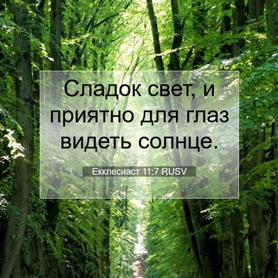 Picture 07 - Екклесиаст 11:7 RUSV - Сладок свет, и приятно для - Bible Verse Picture