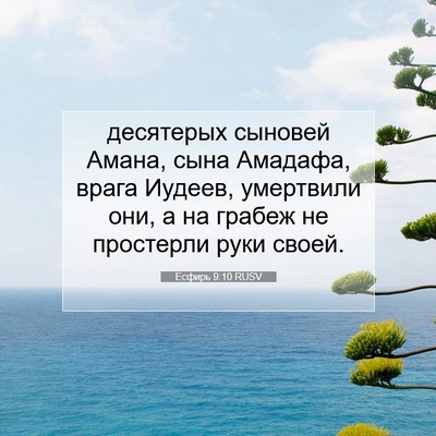 Picture 07 - Есфирь 9:10 RUSV - десятерых сыновей Амана, - Bible Verse Picture