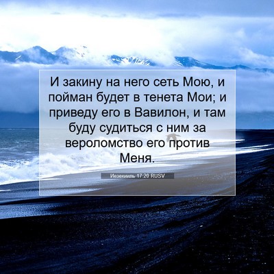 Picture 07 - Иезекииль 17:20 RUSV - И закину на него сеть Мою, и - Bible Verse Picture