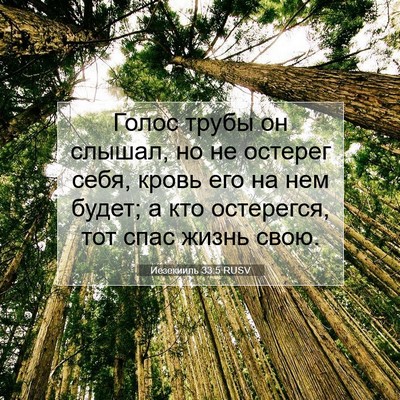 Picture 07 - Иезекииль 33:5 RUSV - Голос трубы он слышал, но - Bible Verse Picture