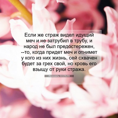 Picture 07 - Иезекииль 33:6 RUSV - Если же страж видел идущий - Bible Verse Picture