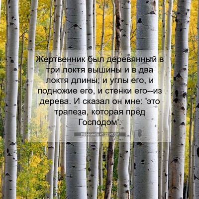 Picture 07 - Иезекииль 41:22 RUSV - Жертвенник был деревянный - Bible Verse Picture