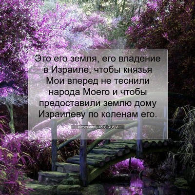 Picture 07 - Иезекииль 45:8 RUSV - Это его земля, его владение - Bible Verse Picture