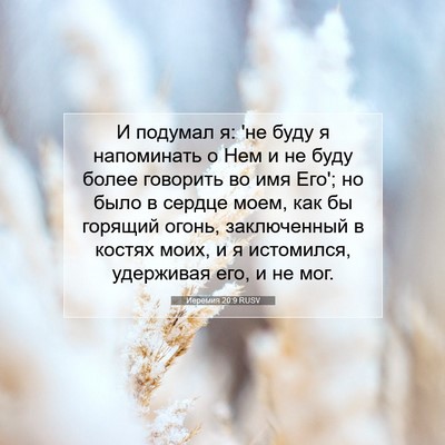 Picture 07 - Иеремия 20:9 RUSV - И подумал я: 'не буду я - Bible Verse Picture