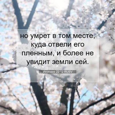 Picture 07 - Иеремия 22:12 RUSV - но умрет в том месте, куда - Bible Verse Picture