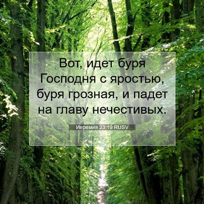 Picture 07 - Иеремия 23:19 RUSV - Вот, идет буря Господня с - Bible Verse Picture
