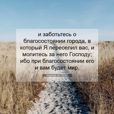 Picture 07 - Иеремия 29:7 RUSV - и заботьтесь о - Bible Verse Picture