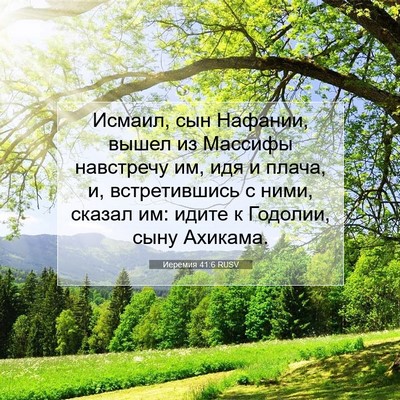Picture 07 - Иеремия 41:6 RUSV - Исмаил, сын Нафании, вышел - Bible Verse Picture
